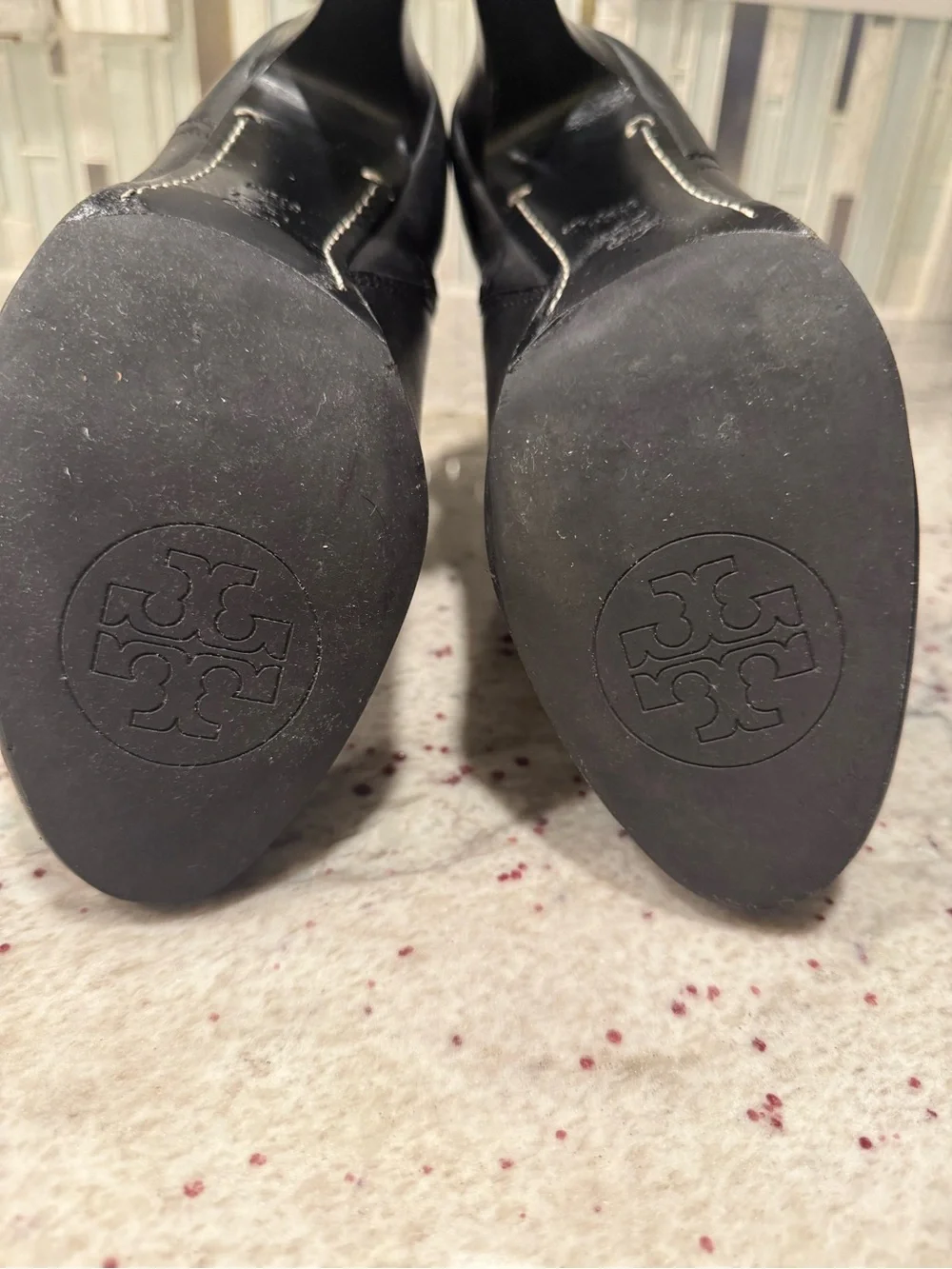 Tory Burch US 8.5M Bristol Black Leather Belted Logo Ankle Boots Booties